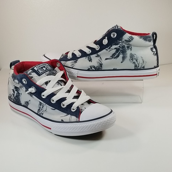 Converse Street Mid Top Palm Tree Print Gray Kids